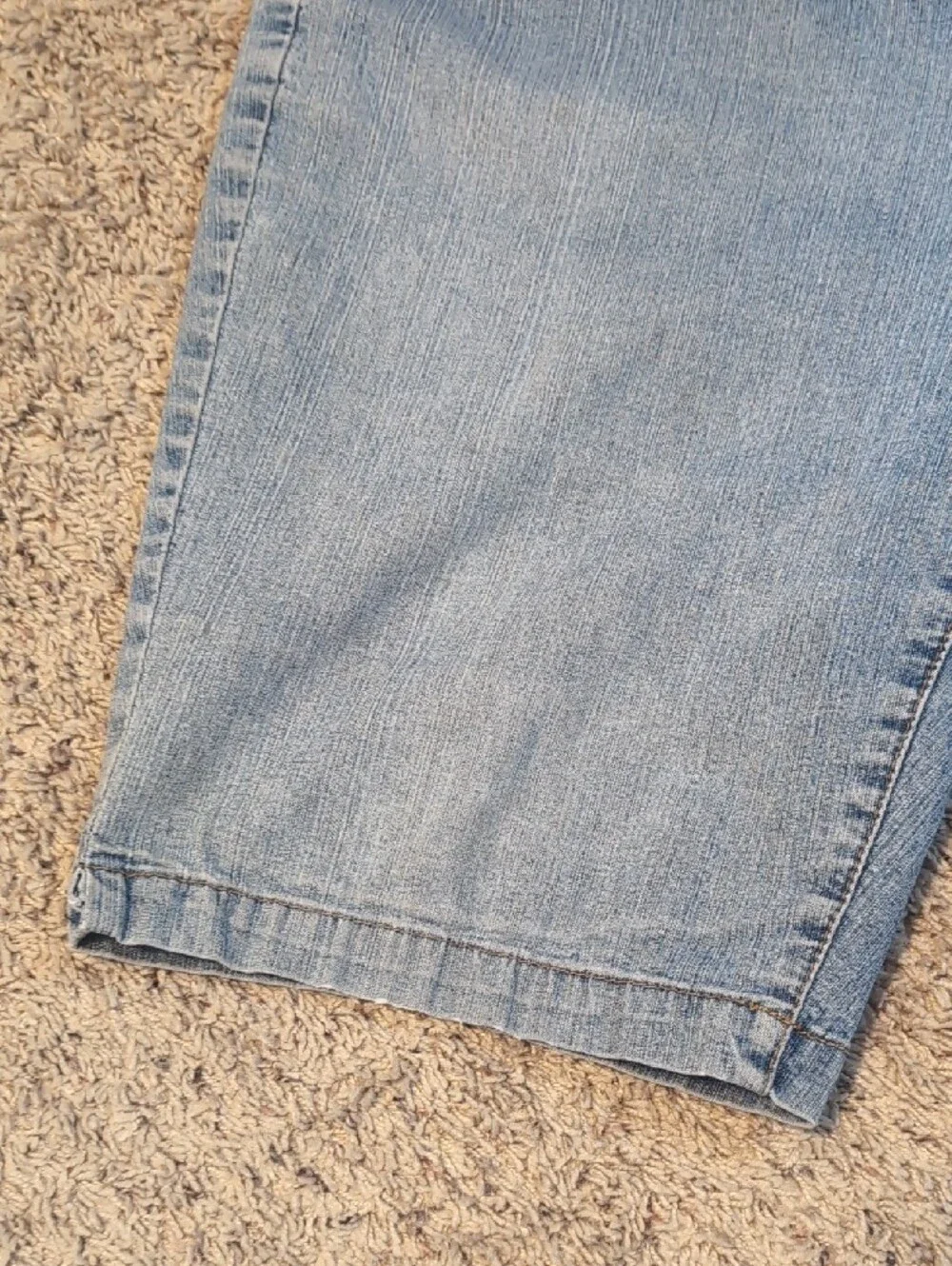 St Johns Bay High Waisted Blue Denim Cropped Wide Leg Bermuda Shorts 18W